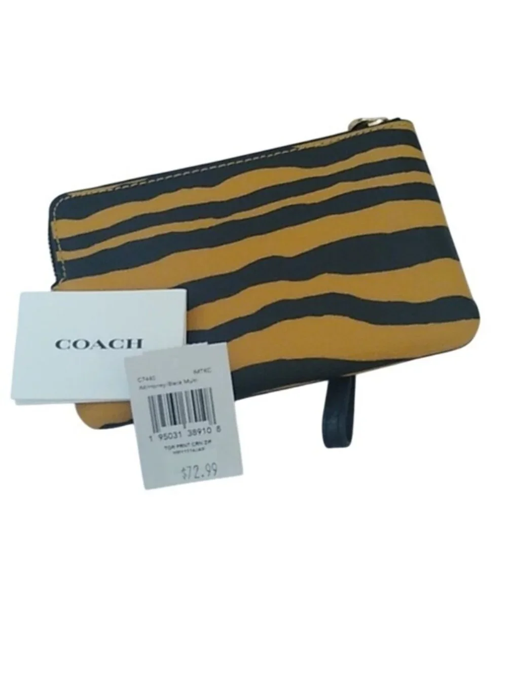 Coach C7440 Tiger Print Corner Zip Wristlet